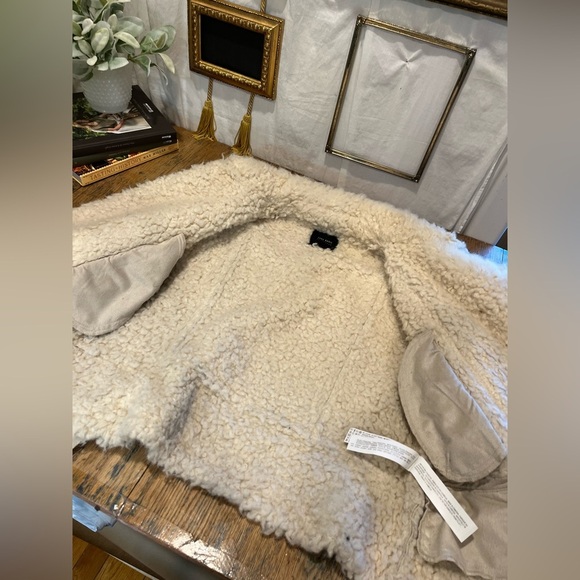 ZARA BASIC - Faux Shearling Biker Jacket M - Picture 3 of 16